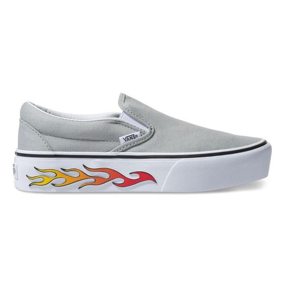 women's flame slip on vans